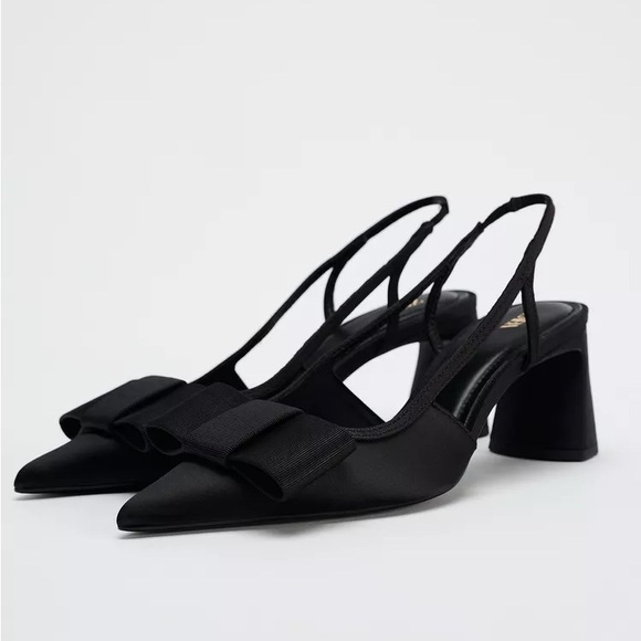 Zara Shoes - NWOT - Zara Slingback Heels with Bow